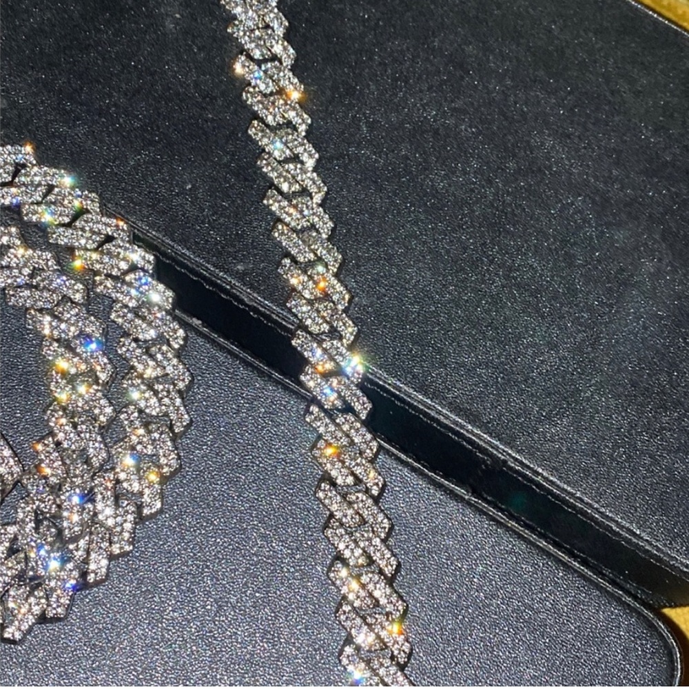 24” 800 lab -PAVE ENCRUSTED WHITE GOLD GP QUAVO 14mm NECK-CHAIN BRACELET NEW BOX